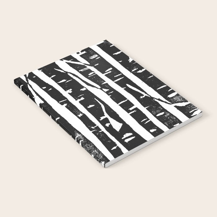 Woodcut Birches Black Notebook Gallery Image 1
