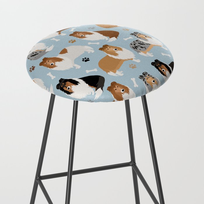 Rough Collie Dog Paws and Bones Pattern Stool Gallery Image 2