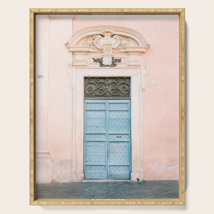Blue Trastevere Rome front door | Italy pastel travel photography | Front door collection Serving Tray Gallery Image 1
