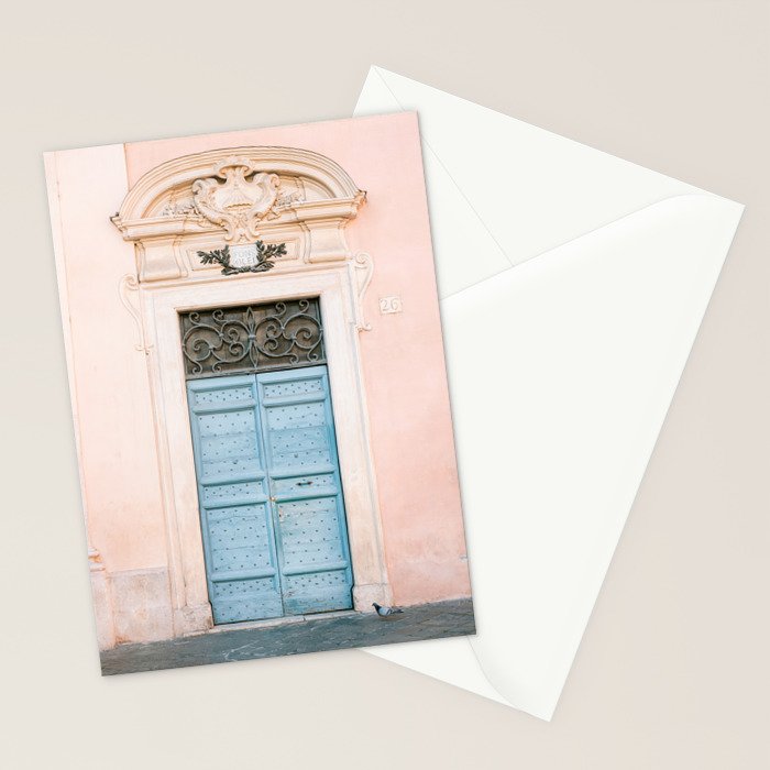 Blue Trastevere Rome front door | Italy pastel travel photography | Front door collection Stationery Card Gallery Image 2