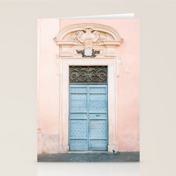 Blue Trastevere Rome front door | Italy pastel travel photography | Front door collection Stationery Card Gallery Image 2