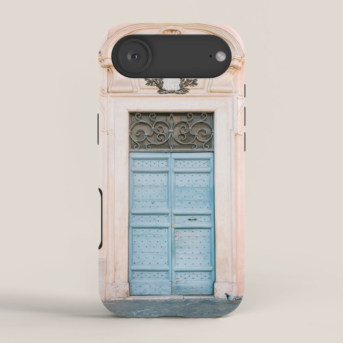 Blue Trastevere Rome front door | Italy pastel travel photography | Front door collection iPhone Case Gallery Image 2