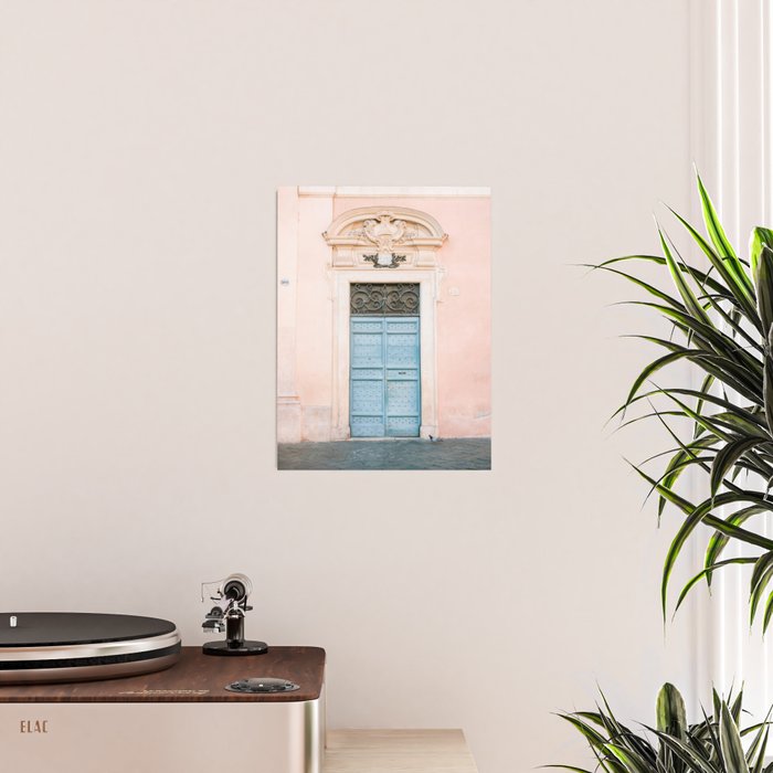 Blue Trastevere Rome front door | Italy pastel travel photography | Front door collection Poster Gallery Image 2