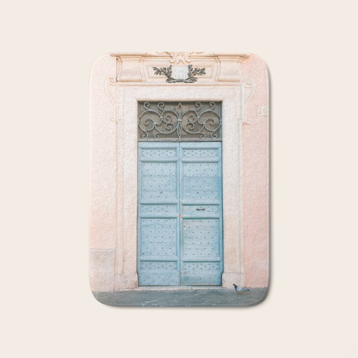 Blue Trastevere Rome front door | Italy pastel travel photography | Front door collection Bath Mat Gallery Image 1