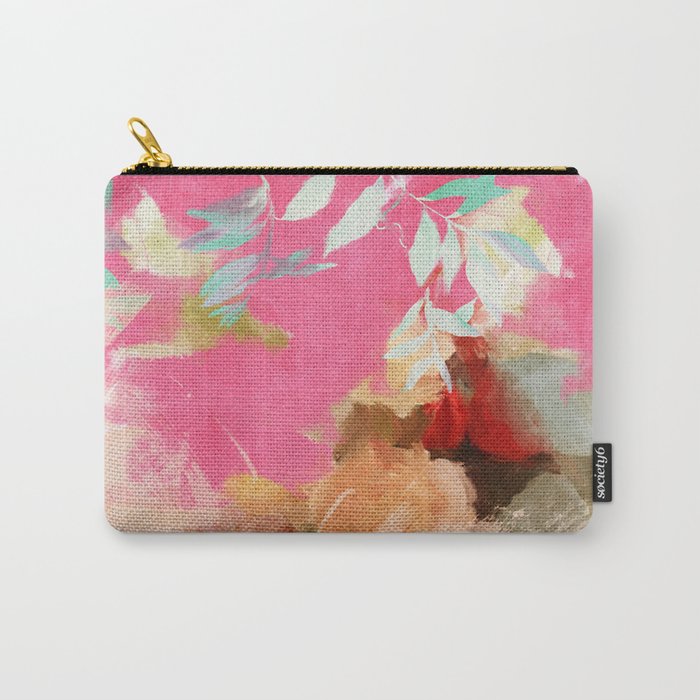 pink peachy branch in summer garden Carry All Pouch Gallery Image 1