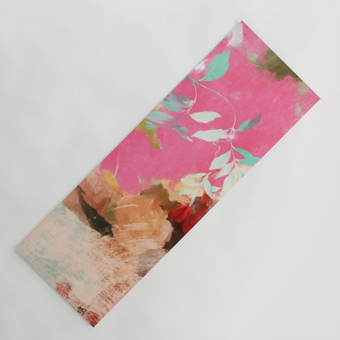pink peachy branch in summer garden Yoga Mat Gallery Image 1