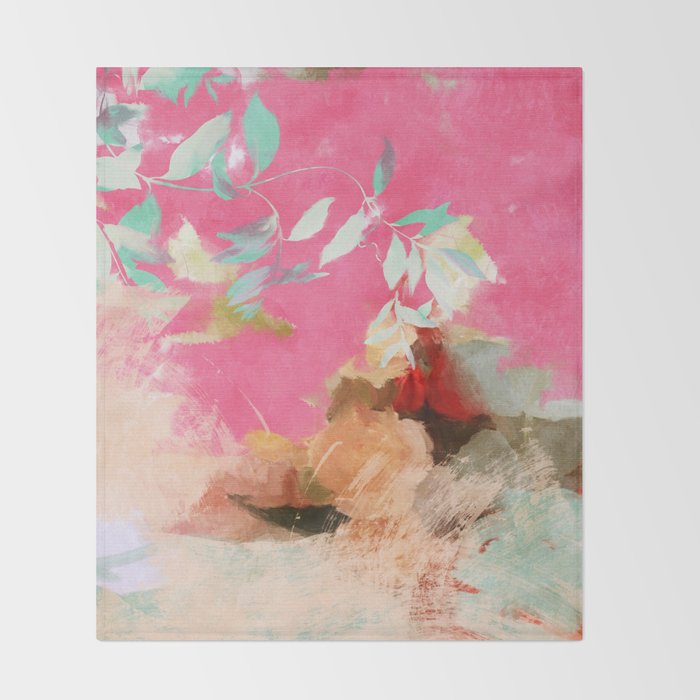 pink peachy branch in summer garden Throw Blanket Gallery Image 2