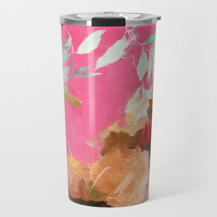 pink peachy branch in summer garden Travel Mug Gallery Image 1
