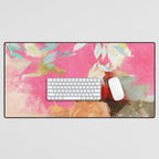 pink peachy branch in summer garden Desk Mat Gallery Image 1