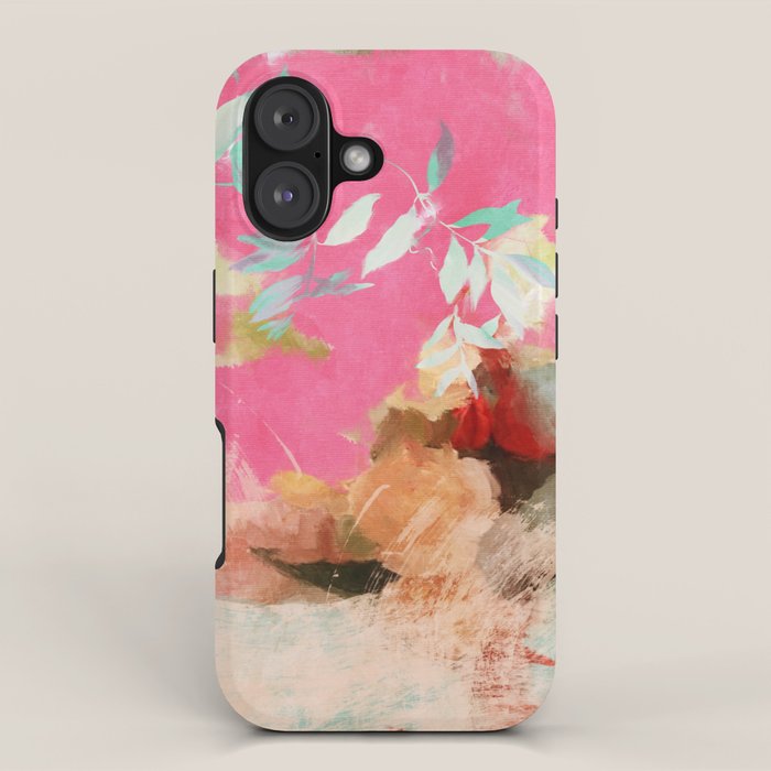 pink peachy branch in summer garden iPhone Case Gallery Image 1