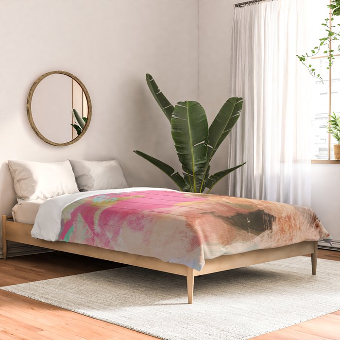 pink peachy branch in summer garden Comforter Gallery Image 2