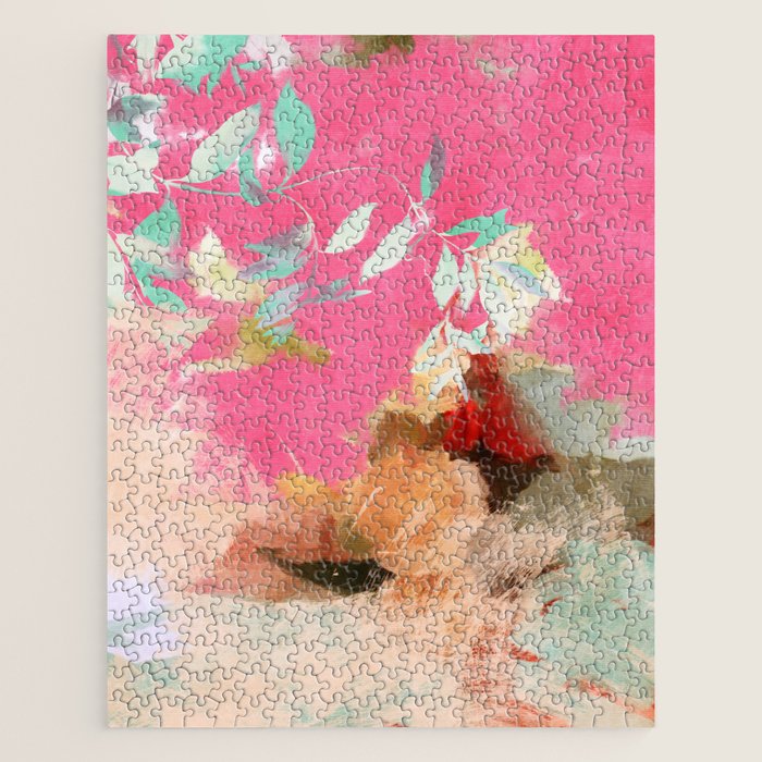 pink peachy branch in summer garden Jigsaw Puzzle Gallery Image 1