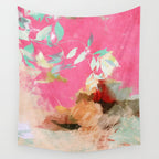 pink peachy branch in summer garden Wall Tapestry Gallery Image 4