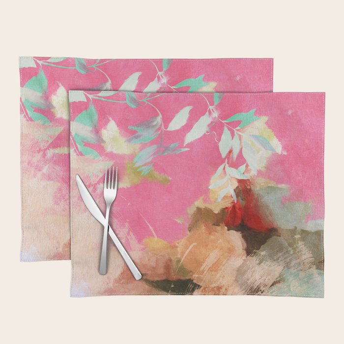pink peachy branch in summer garden Placemat Gallery Image 1