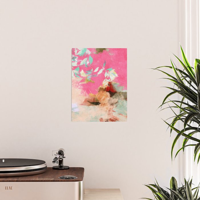 pink peachy branch in summer garden Poster Gallery Image 2