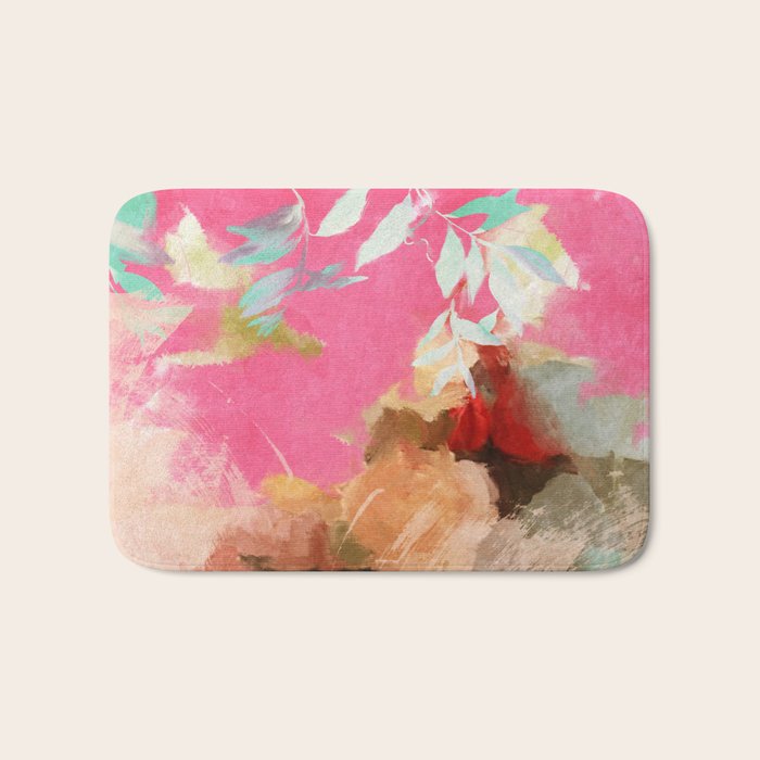 pink peachy branch in summer garden Bath Mat Gallery Image 1