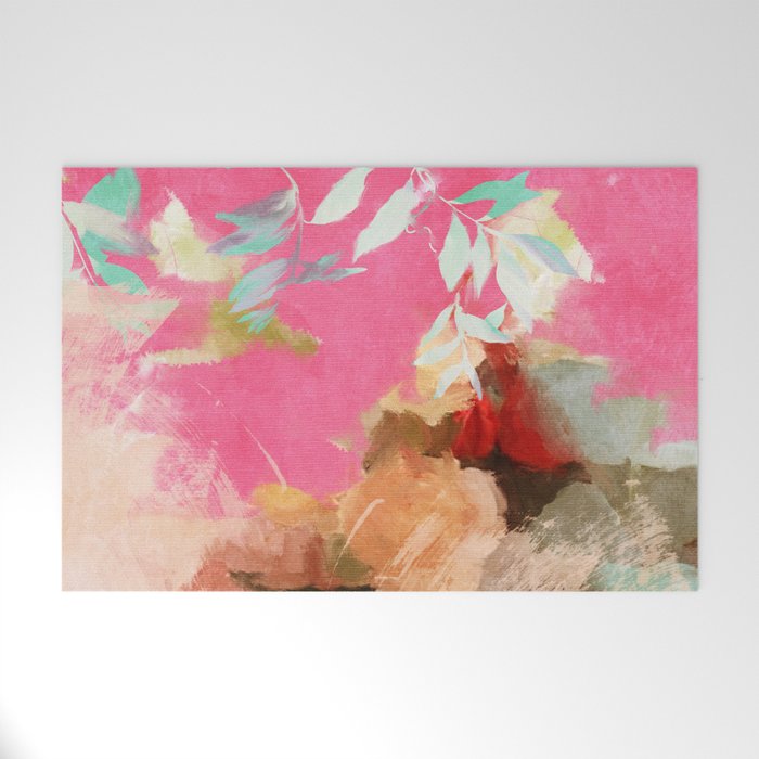 pink peachy branch in summer garden Welcome Mat Gallery Image 1