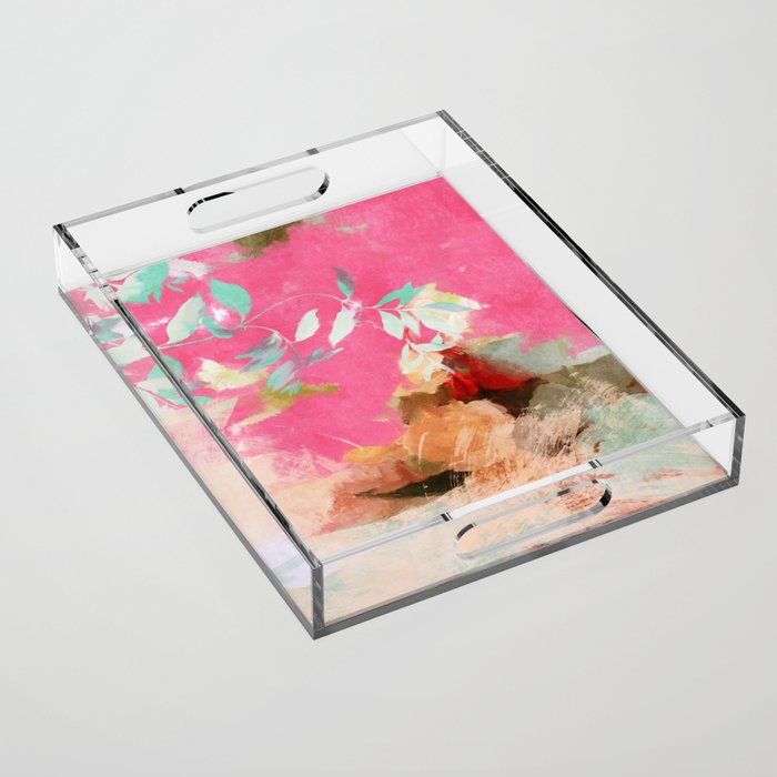 pink peachy branch in summer garden Acrylic Tray Gallery Image 1