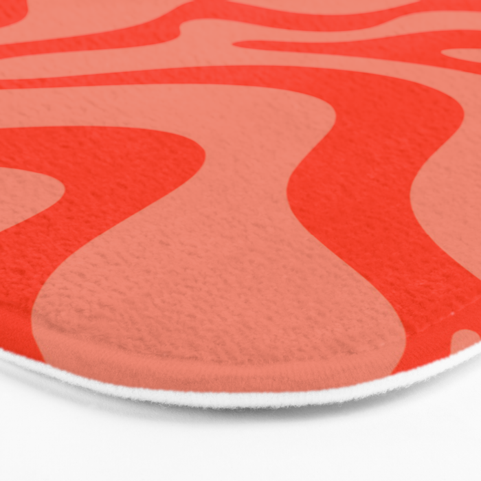 Groovy Retro Liquid Swirl Abstract Pattern in Bold Double Orange Bath Mat Gallery Image 3