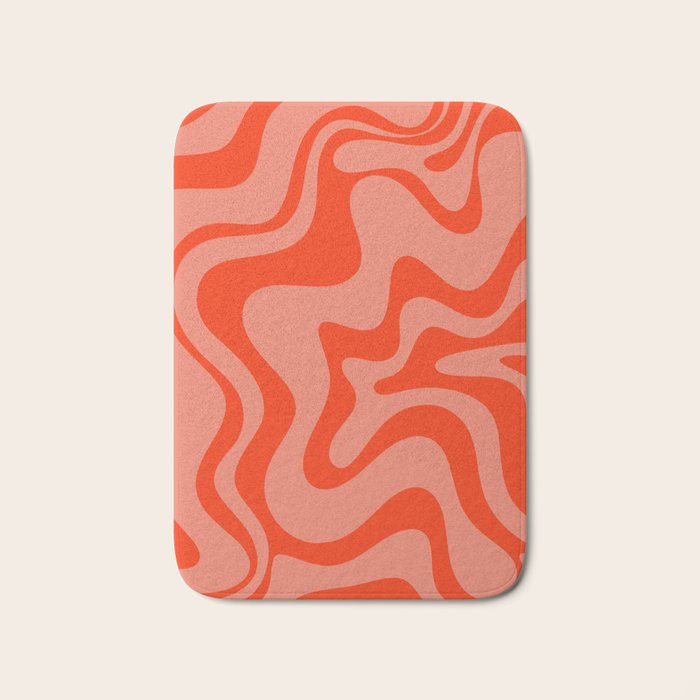 Groovy Retro Liquid Swirl Abstract Pattern in Bold Double Orange Bath Mat Gallery Image 1