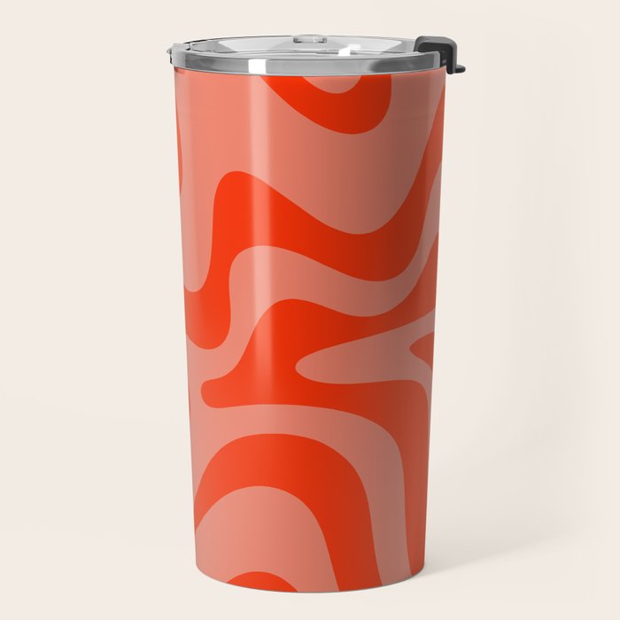 Groovy Retro Liquid Swirl Abstract Pattern in Bold Double Orange Travel Mug Gallery Image 2