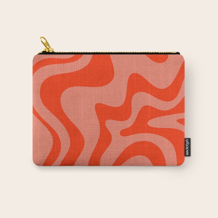 Groovy Retro Liquid Swirl Abstract Pattern in Bold Double Orange Carry All Pouch Gallery Image 1