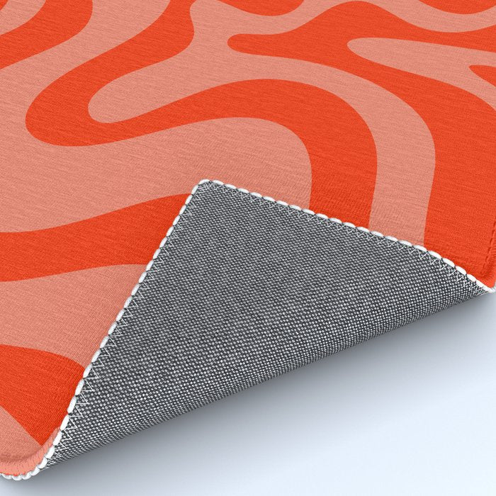 Groovy Retro Liquid Swirl Abstract Pattern in Bold Double Orange Rug Gallery Image 4