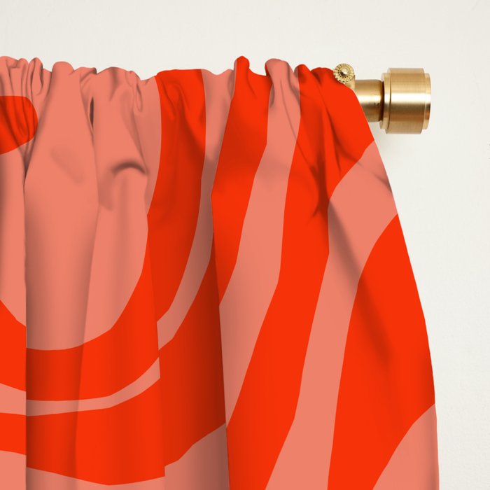 Groovy Retro Liquid Swirl Abstract Pattern in Bold Double Orange Window Curtain Gallery Image 2