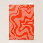 Groovy Retro Liquid Swirl Abstract Pattern in Bold Double Orange Stationery Card Gallery Image 2