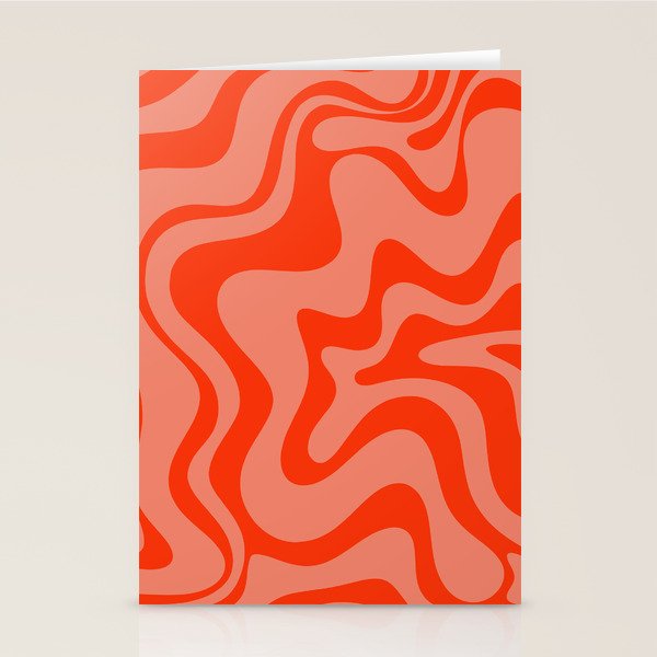 Groovy Retro Liquid Swirl Abstract Pattern in Bold Double Orange Stationery Card Gallery Image 2