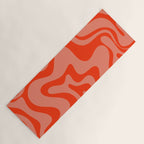 Groovy Retro Liquid Swirl Abstract Pattern in Bold Double Orange Yoga Mat Gallery Image 1