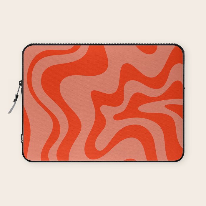 Groovy Retro Liquid Swirl Abstract Pattern in Bold Double Orange Laptop Sleeve Gallery Image 1
