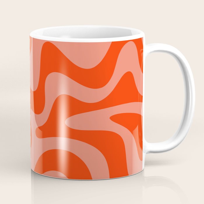 Groovy Retro Liquid Swirl Abstract Pattern in Bold Double Orange Coffee Mug Gallery Image 1