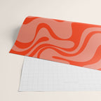 Groovy Retro Liquid Swirl Abstract Pattern in Bold Double Orange Wrapping Paper Gallery Image 2