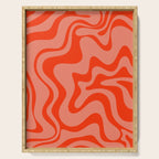 Groovy Retro Liquid Swirl Abstract Pattern in Bold Double Orange Serving Tray Gallery Image 1