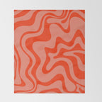 Groovy Retro Liquid Swirl Abstract Pattern in Bold Double Orange Throw Blanket Gallery Image 2