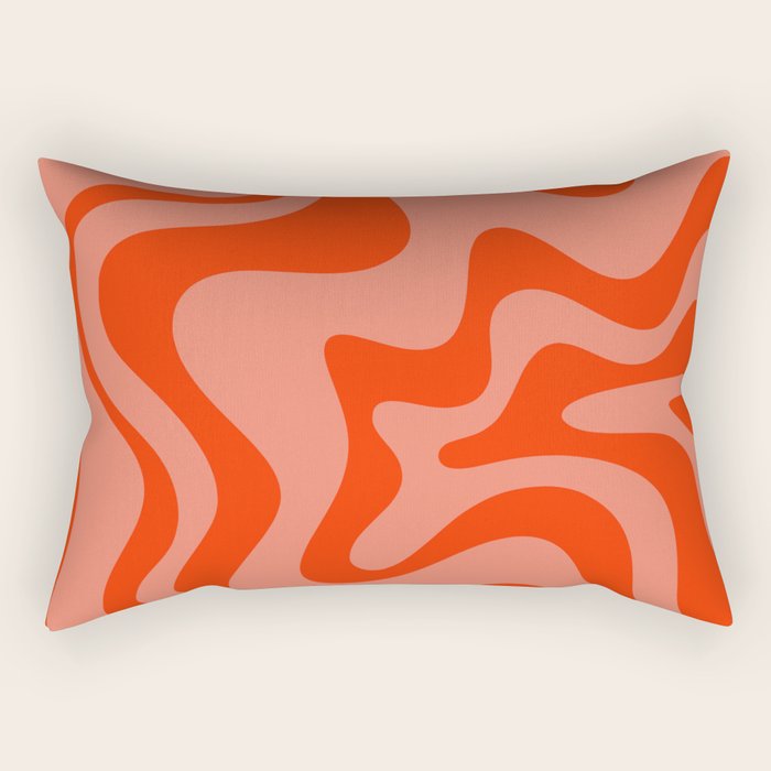 Groovy Retro Liquid Swirl Abstract Pattern in Bold Double Orange Rectangular Pillow Gallery Image 1