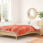 Groovy Retro Liquid Swirl Abstract Pattern in Bold Double Orange Duvet Cover Gallery Image 2