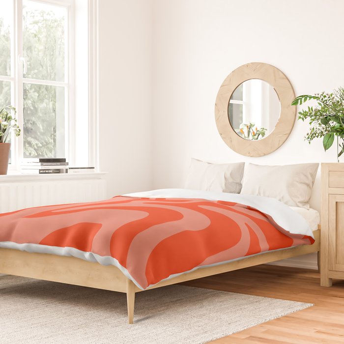 Groovy Retro Liquid Swirl Abstract Pattern in Bold Double Orange Duvet Cover Gallery Image 2
