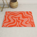 Groovy Retro Liquid Swirl Abstract Pattern in Bold Double Orange Rug Gallery Image 1