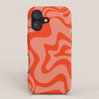 Groovy Retro Liquid Swirl Abstract Pattern in Bold Double Orange iPhone Case Gallery Image 1