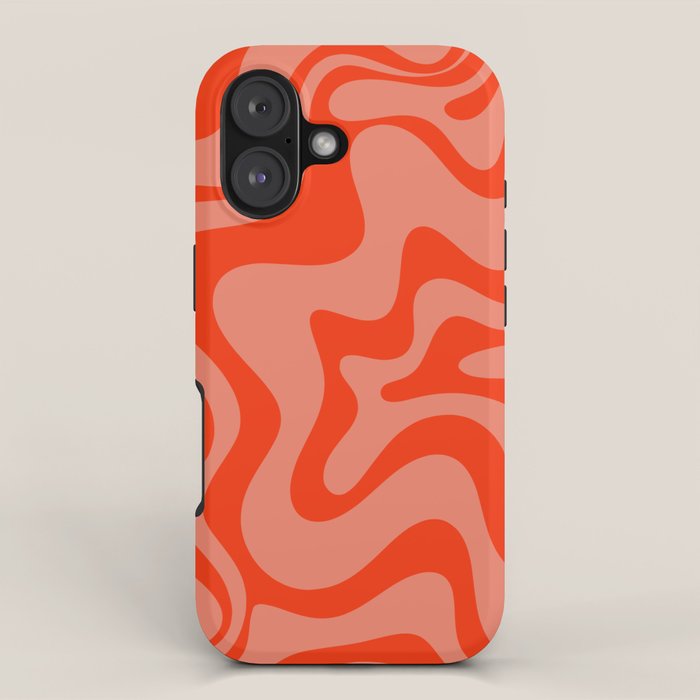 Groovy Retro Liquid Swirl Abstract Pattern in Bold Double Orange iPhone Case Gallery Image 1