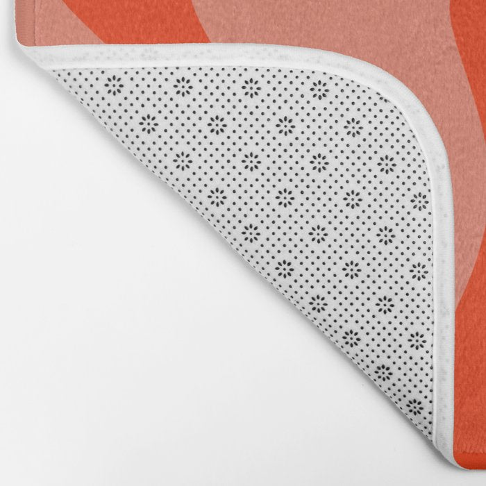 Groovy Retro Liquid Swirl Abstract Pattern in Bold Double Orange Bath Mat Gallery Image 2