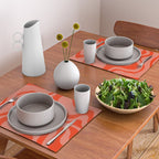 Groovy Retro Liquid Swirl Abstract Pattern in Bold Double Orange Placemat Gallery Image 2