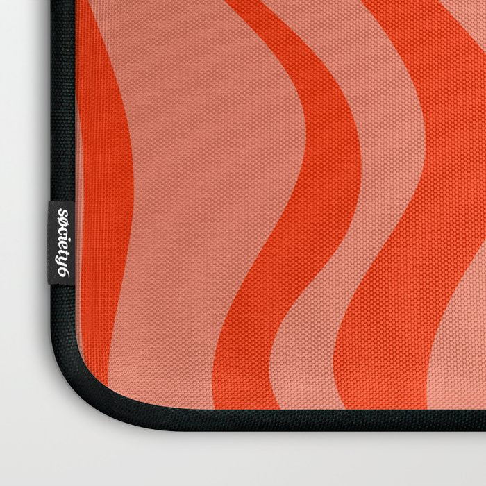 Groovy Retro Liquid Swirl Abstract Pattern in Bold Double Orange Laptop Sleeve Gallery Image 3