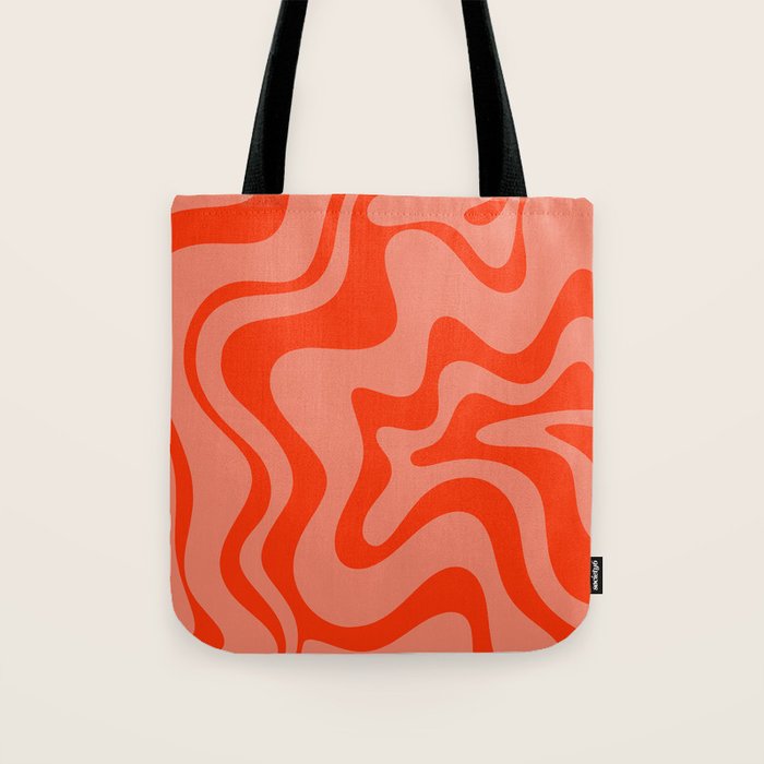 Groovy Retro Liquid Swirl Abstract Pattern in Bold Double Orange Tote Bag Gallery Image 1