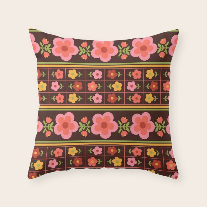 Retro Brownie Throw Pillow Gallery Image 1