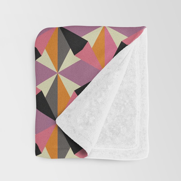 Geometric Color Utopia orange, lilac, gray, cream and black Throw Blanket Gallery Image 3