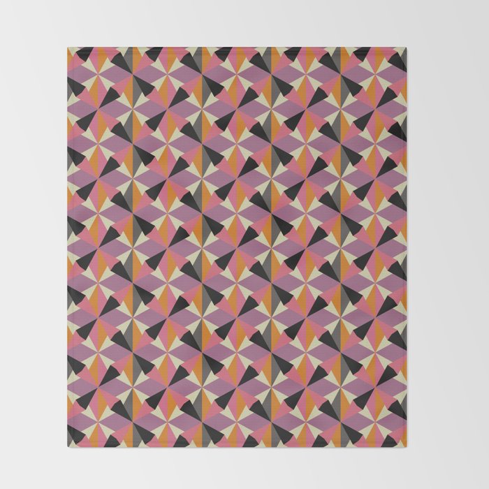 Geometric Color Utopia orange, lilac, gray, cream and black Throw Blanket Gallery Image 2