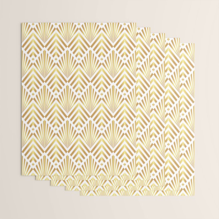 Gold art deco diamonds on white Wrapping Paper Gallery Image 3